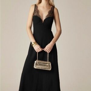 J. Crew Black Midi Dress with Lace Detail
